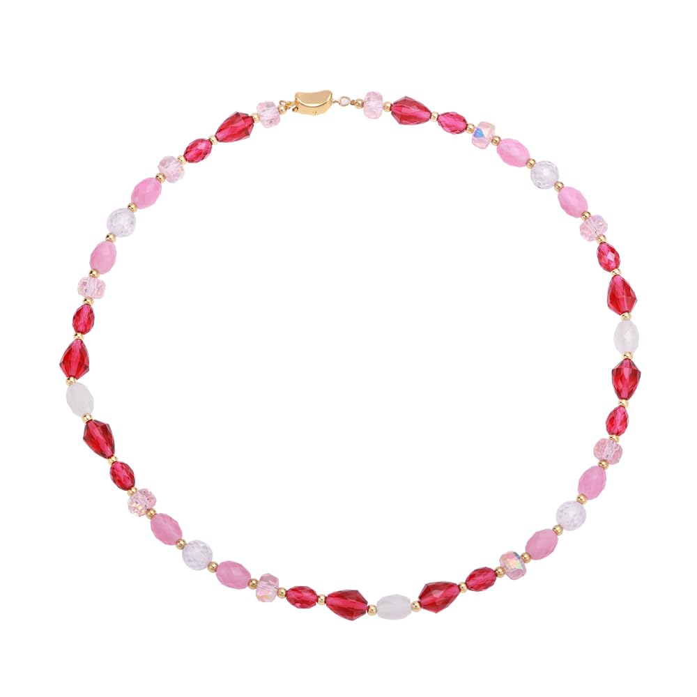Gmissbabicoo Healing Crystal Necklace for Women Spiritual Zircon Beads Handmade Cat Eye Gemstone with 18k Golden Plated Red Pink Crystals Stones Beaded Necklaces with Jewelry Box