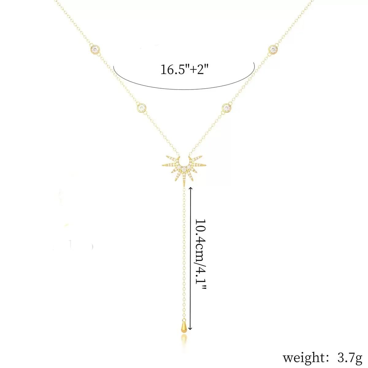 925 Sterling Silver Lariet Necklace, 14K Yellow Gold Long Y Necklace with Zircon Geometric Long Pendant Necklace for Women, Vintage Charm Silver Lariat Jewelry Accessories (G Silver - Lariat Necklace)
