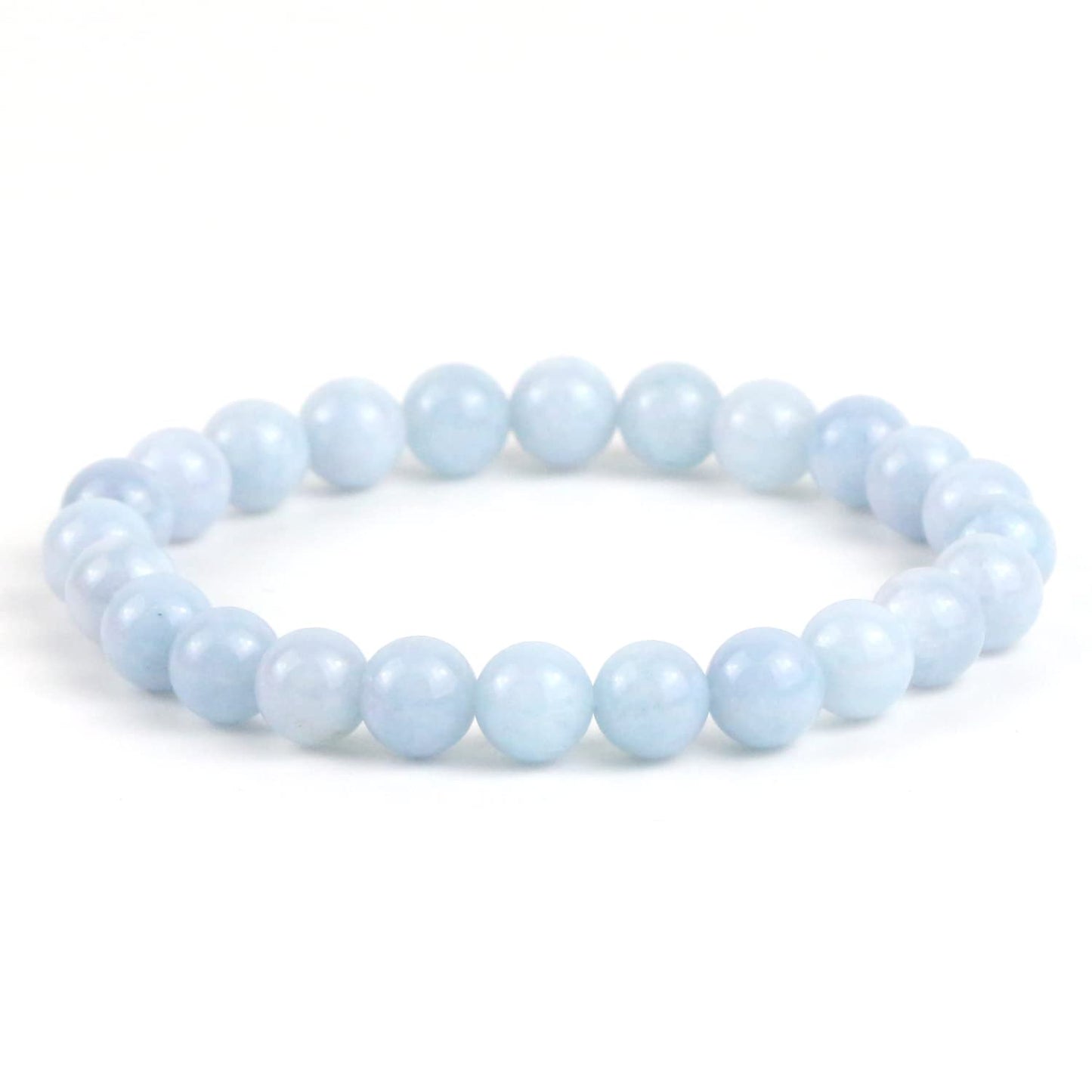 Clearain Natural Gemstones Bracelet 8mm Chakra Round Beads Energy Power Crystal Reiki Healing Elastic Stretch 7 Inch for Women Men Unisex（Aquamarine）