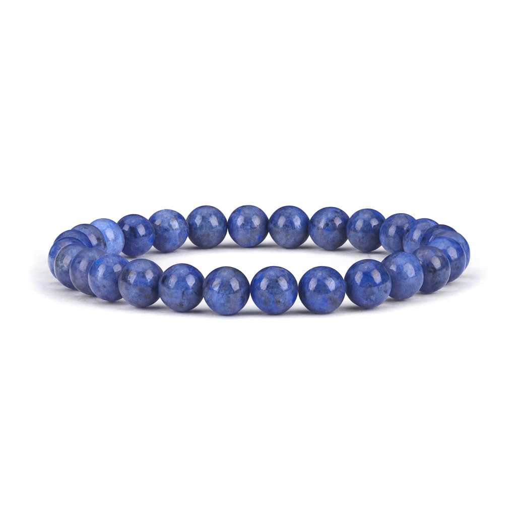 Cherry Tree Collection Dumortierite Beaded Bracelet – Genuine 8mm Gemstone Stretch Bracelet for Men & Women – Handmade Crystal Bracelet - (Dumortierite - S)