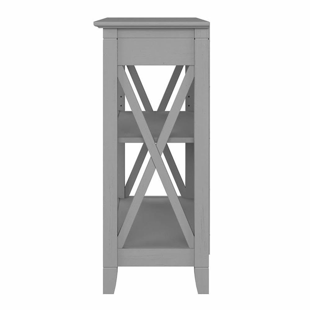 Bush Home Key West Small 2 Shelf Bookcase in Cape Cod Gray, Compact Home Organizer, Vertical Storage Solution, Bookshelf for Office or Living Room