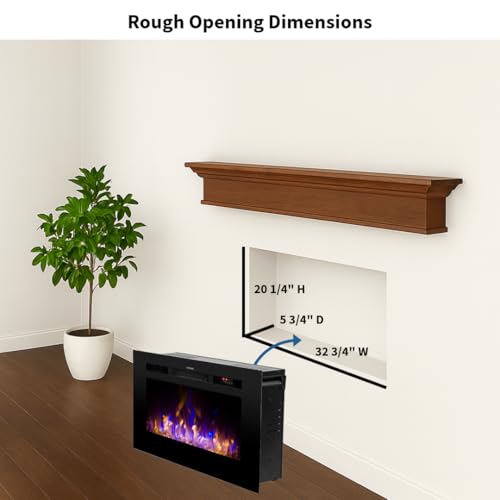 Touchstone Smart Electric Fireplace-The Sideline 36" Wide-in Wall Recessed - 30 Realistic Ember Color/Flame Options - 1,500W Heater w/Thermostat - Log & Crystal Hearth Options - Alexa/WiFi Enabled