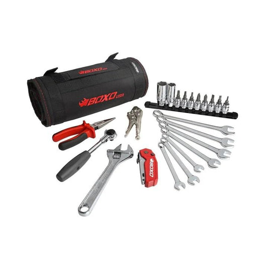SR1 Performance Boxo USA 23-Piece Snowmobile Tool Roll - Metric & SAE Tools to Maintain Snow Mobile in Compact Organizer