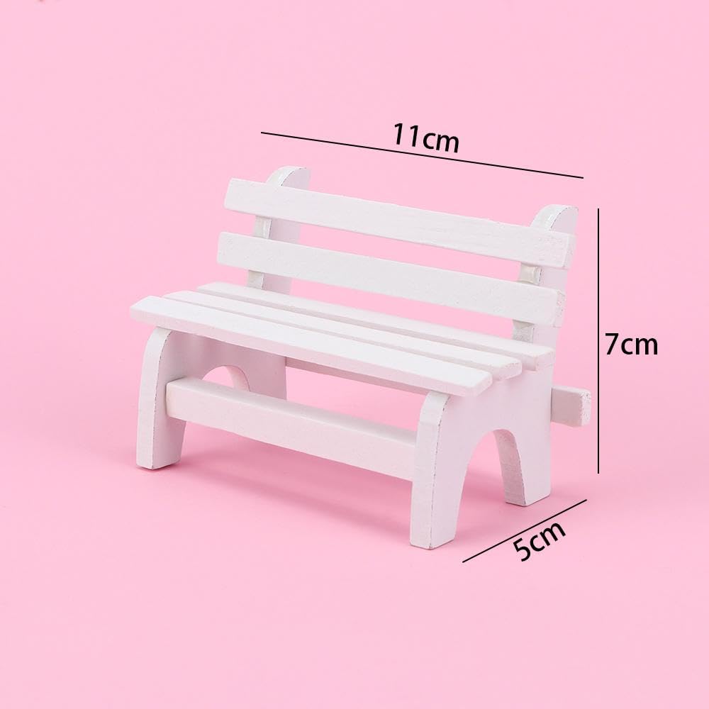 Leadigol 2 PCS Miniature Wooden Bench, Mini Furniture Bench Chair Figurines Miniature Landscape Ornament Art DIY Craft Ornament for Photobooth Props Home Decor