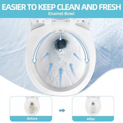 YITAMOTOR RV Toilet with Enamel Bowl, Plastic Toilet Body, Pedal Flush, Gravity Flush Toilet High Profile with Hand Sprayer and Flange for Motorhome Caravan Car Travel
