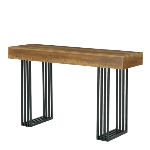 LITTLE TREE 63" Bar Table, Bar Height Table with 39.37" High Metal Frame, Industrial Counter Height Table for Coffee Shop, Bistro, Living Room (No Chair)