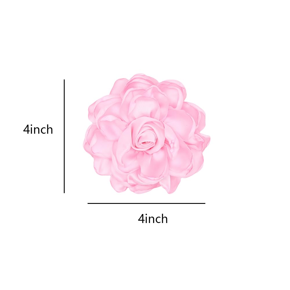 Elegant Large Cloth Flower Brooches Big Camellia Flower Pin for Women Dainty Cloth Fabric Rose Brooches Dress Skirt Scarf Hat Pins Clothing Decoration Accessories (Pink A)