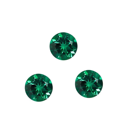 1PCS 6.5mm Round Laboratory Cultivates Zambian Emerald about 1 CT