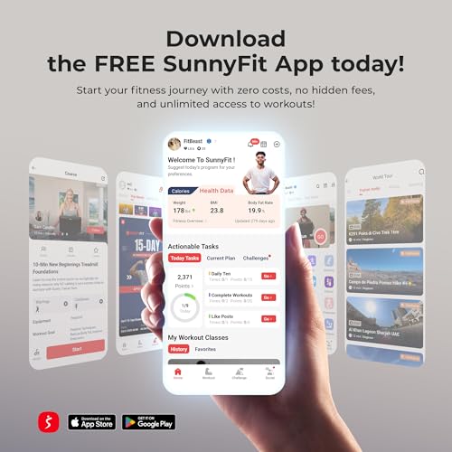 Sunny Health & Fitness Foldable Treadmill with Auto Incline and Shock Absorption, Smart Bluetooth for Home Walking Running, Digital Monitor Pulse Sensors, Compact Space Saving with SunnyFit App