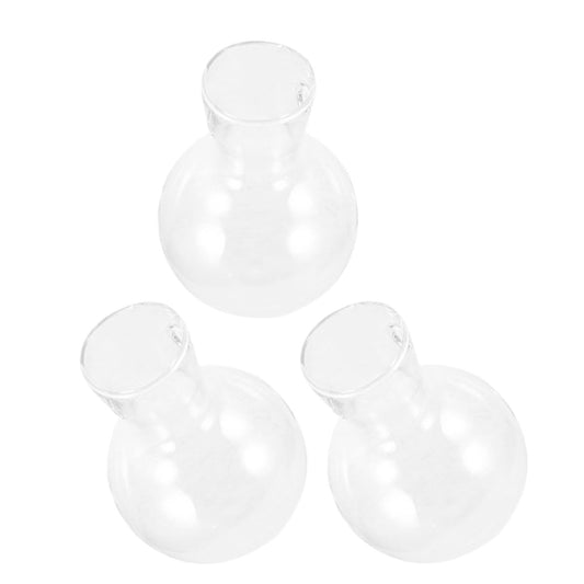 Milisten 3pcs High Borosilicate Glass Hydroponic Vases with Wood Stand, Round Plant Terrarium Containers for Indoor Propagation and Tabletop Home Décor