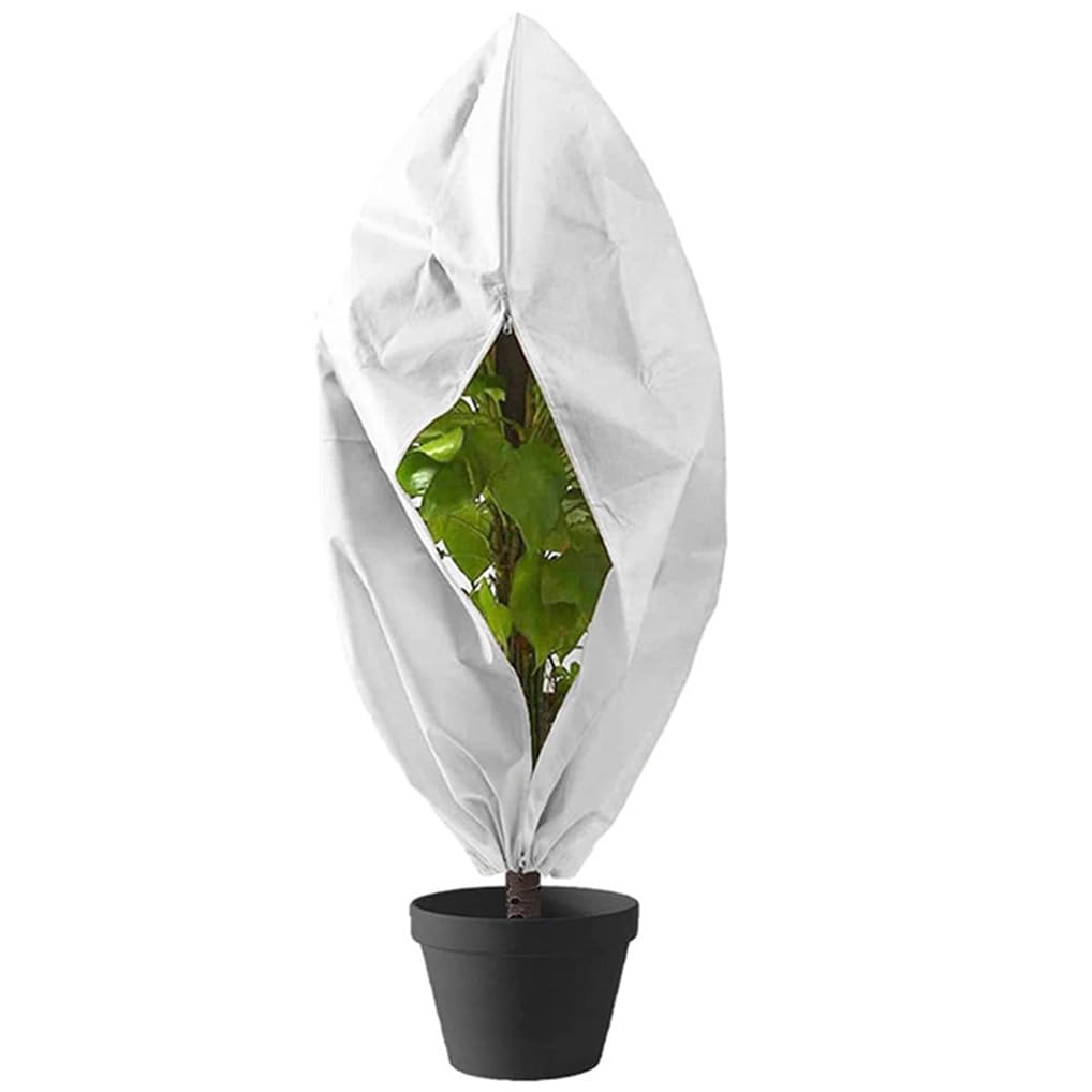 LIYIVNAA Plant Covers Winter Freeze Protection 1 Pack 78.74'' X 94.49'' Reusable Frost Blanket Tree Wrap Cloth with Drawstring and Zipper for Outdoor Cold Weather - White