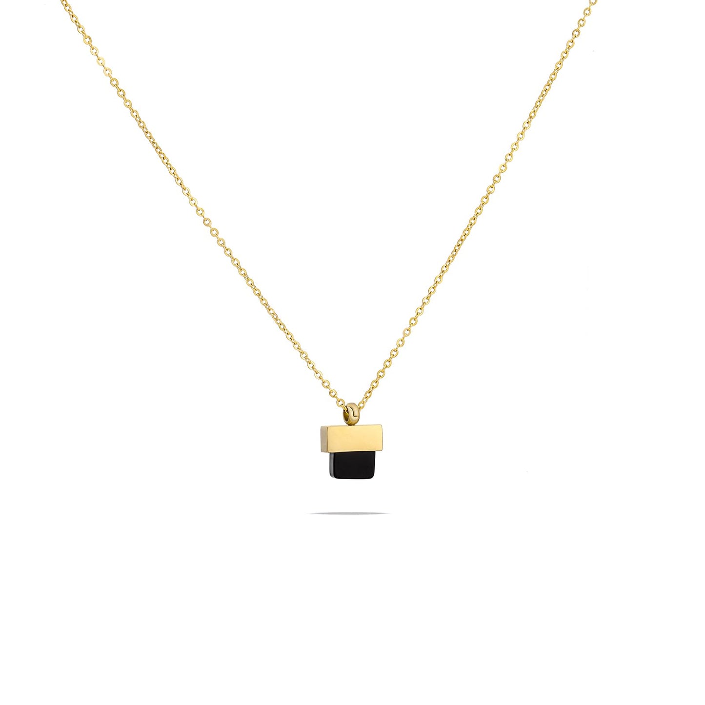 Milan Chiva 14K Gold Plated Black Agate Stacked Necklace for Women, Dainty Trendy Non Tarnish Pendant Charm Necklaces Fashion Jewelry for Women Waterproof MNS-1012BK