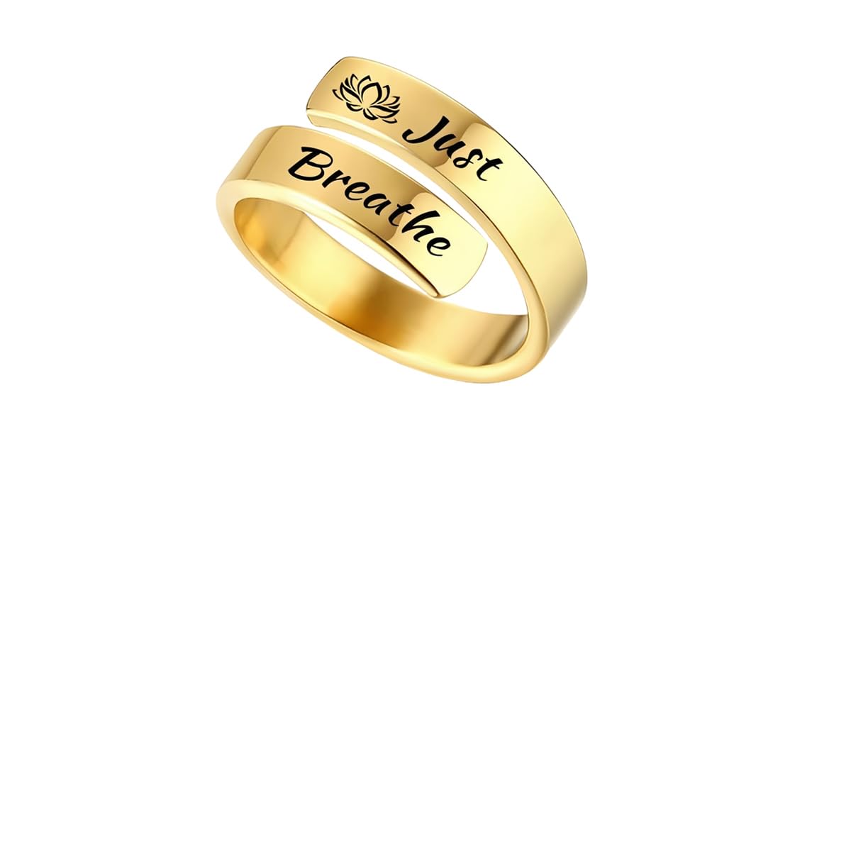 Toar Xdhc Stainless Steel Ring For Women Men Breathe Ring Silver Flower Adjustable Inspirational Ring For Women Men Dainty Encourage Ring Jewelry (gold, Stainless Steel)