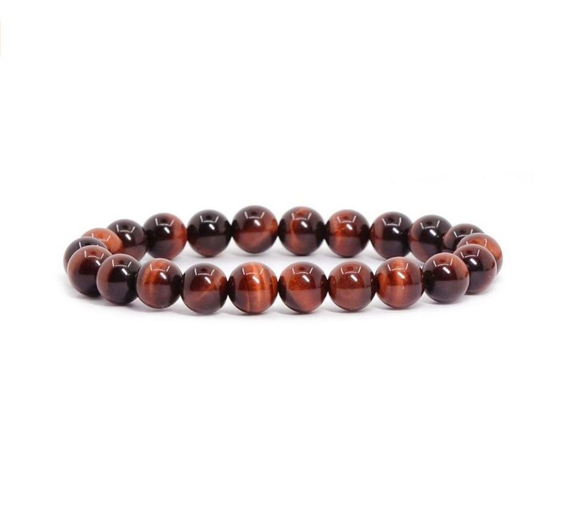 Adabele Real Natural Red Tiger Eye Gemstone Beaded Bracelet 7.5 inch Stretch Chakra Healing Crystal Stone Jewelry Women Mom Gift (Unisex) GB8-B43