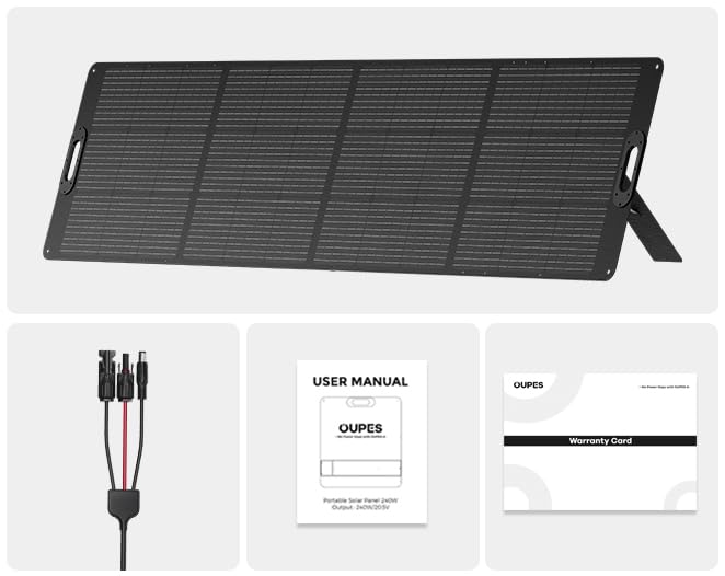 OUPES Portable Solar Panel 240W, Foldable Solar Power Panel for OUPES Power Stations, Ultra-Thin and Lightweight Design, High Conversion Efficiency (Cable 16.4 ft)