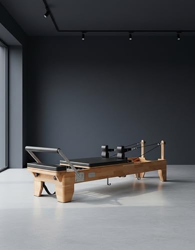 Pilates Reformer Machine with Sitting Box & Jumpboard – Adjustable Resistance, Durable Black PVC Upholstery – Ideal for Home or Studio Workouts