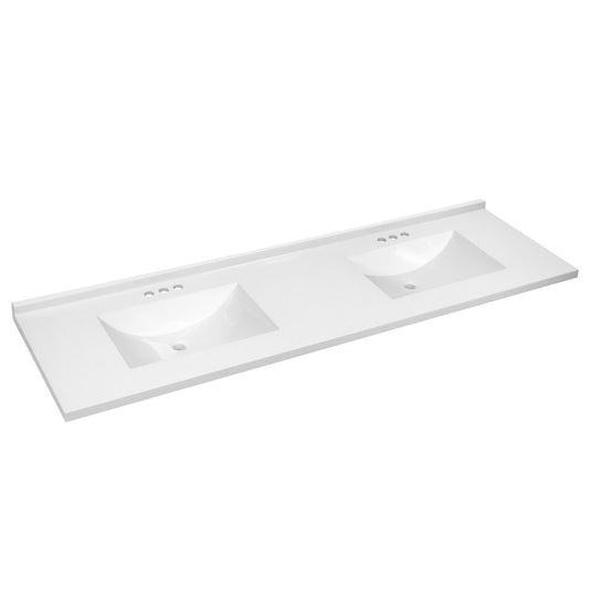 Design House 73-Inch Camilla II Modern Vanity Top with Double Sinks and Backsplash, Improved Packaging, Solid White – Design House, 630277
