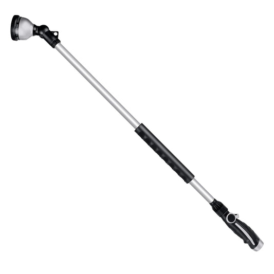 RESTMO 36” Long Watering Wand, Metal Garden Hose Wand with 180° Swivel Head and 10 Spray Patterns, Heavy Duty Hose Nozzle Sprayer with Thumb Flow Control, for Water Hanging Baskets, Shrubs, Silver