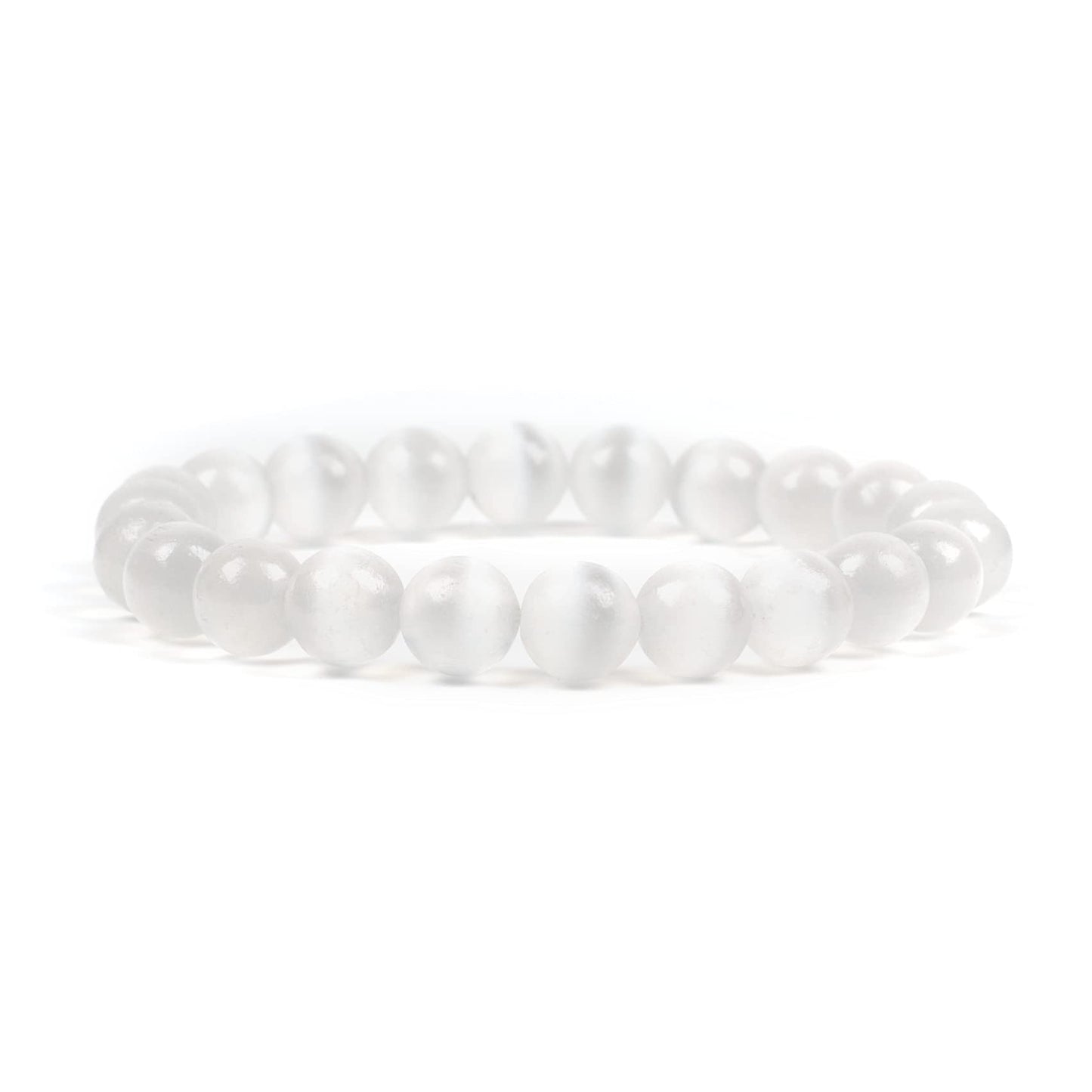 Cherry Tree Collection Selenite Beaded Bracelet – Genuine 8mm Gemstone Stretch Bracelet for Men & Women – Handmade Crystal Bracelet - (Selenite - S)