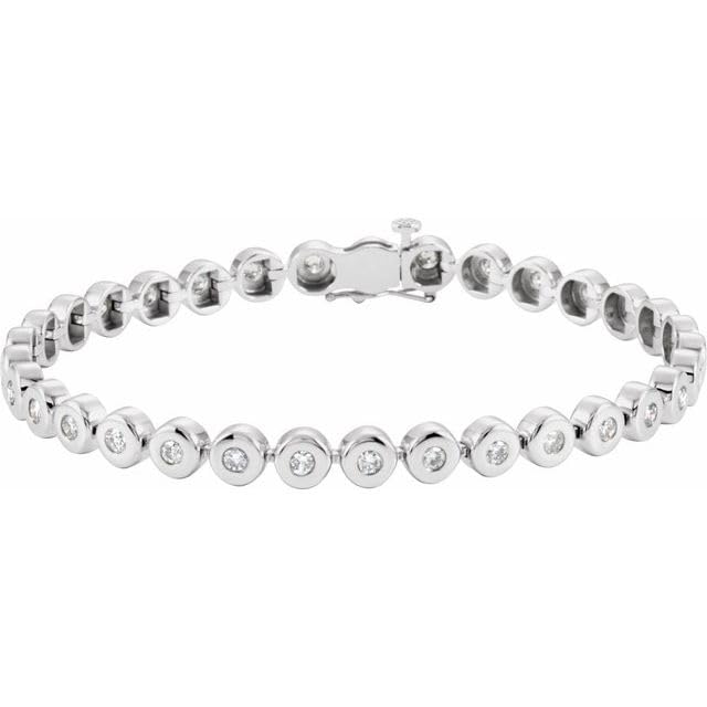 Jewels By Lux 14K White Gold 2 CTW Natural Diamond Bezel-Set Line 7" Bracelet