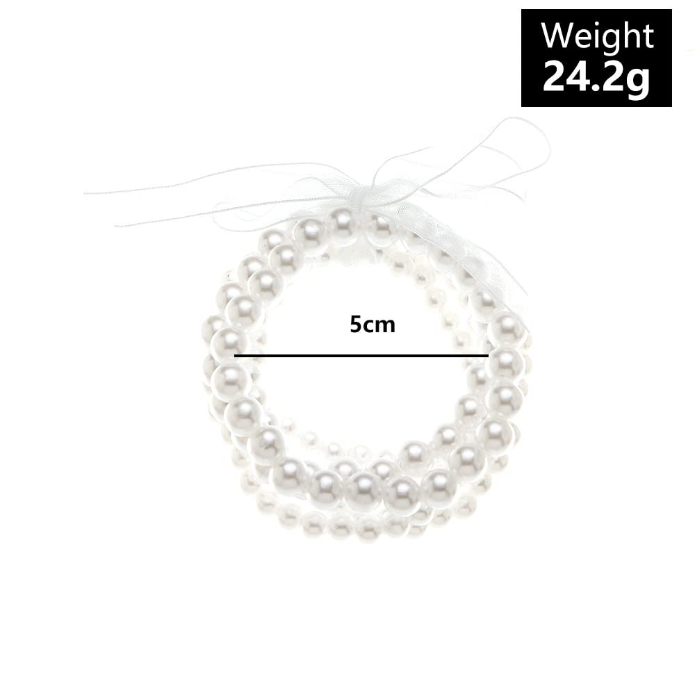 COLORFUL BLING Women Multilayer Temperament Imitated Pearl Stackable Strand Bracelets Beaded Seed Heart Rhinestone Crystal Stretch Bracelet Wedding Wrist Jewelry-5pcs bows