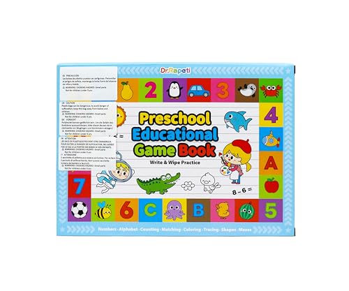 Dr.Rapeti Preschool Learning Activities Educational Workbook Busy Book 58 Pages Prek Montessori Handwriting Practice Activity Tracing Toy Early Learning Toy for Kids Toddlers for 3 years+