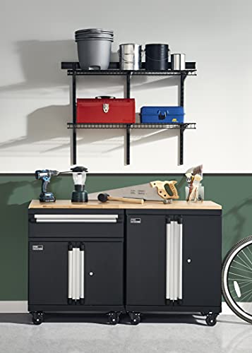 ClosetMaid ProGarage Base Cabinet with Wheels, Drawer, Two Doors, Lock and Shelf, for Garage Storage, Heavy Duty Steel, Black