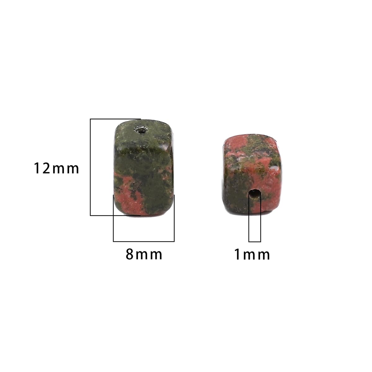 BEADIA Natural Unakite Cuboid Stone Loose Semi Gemstone Beads for Jewelry Making 8mmx12mm 38cm/Strand