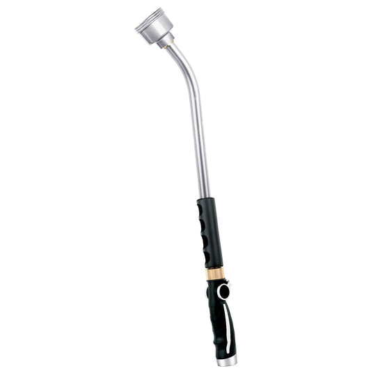 RESTMO Long Watering Wand, 24 Inches Gentle Soft Full Shower Sprayer Wand with Thumb Flow Control, Heavy Duty Metal Hose Wand for Hanging Baskets, Shrubs, Plants, Flowers, Garden and Lawn, Silver