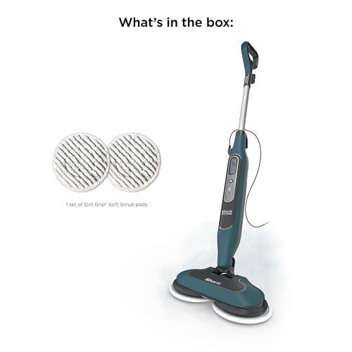 Shark Steam & Scrub All-in-One Scrubbing and Sanitizing Hard Floor Steam Mop, 2 Steam Modes, 2 Dirt Grip Soft Scrub Pads Included, XL Removable Water Tank, Swivel Steering, Teal, S8002BRN