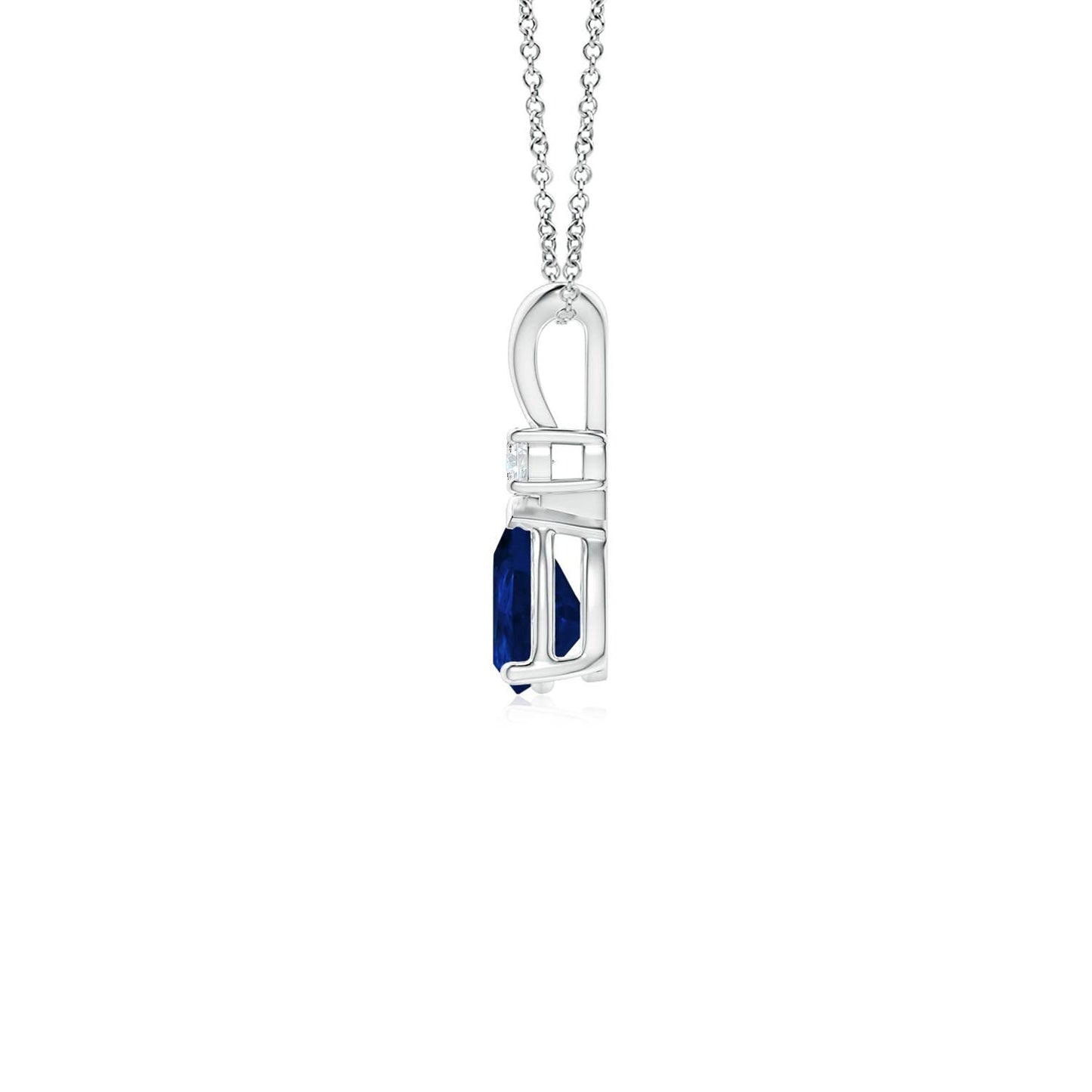 Angara Natural Blue Sapphire Solitaire Pendant for Women | 0.4 ct Pear Shape Blue Sapphire Diamond Solitaire Pendant Necklace in Silver | September Birthday, Gemstone Jewelry Gift | AA | 6x4mm