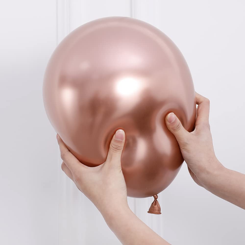 Navy Blue Rose Gold Pink Gold Confetti Latex Balloons with 140pcs 18/10/5/Inch Metallic Chrome Balloons for Birthday Party Wedding Graduation Bridal Shower Decorations (Navy Blue)