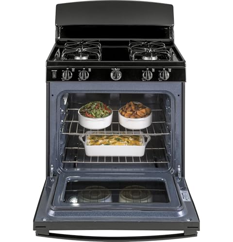 GE 30-Inch Freestanding Gas Range with 4 Sealed Burners, Standard Clean Oven, Black