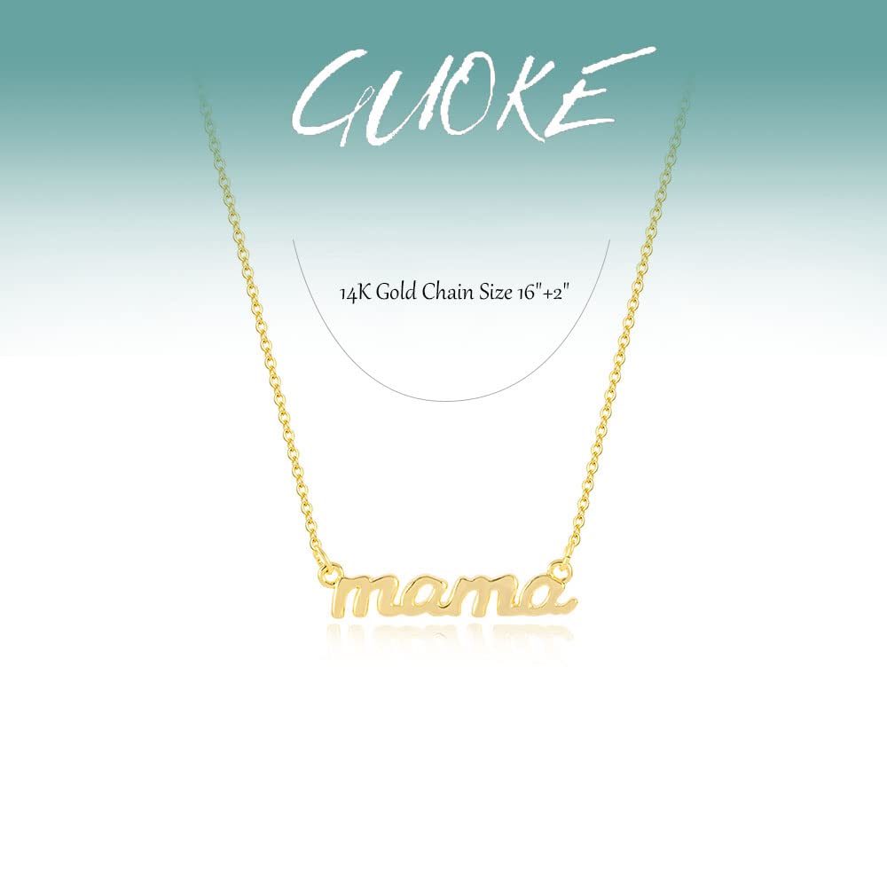 GUOKE Mama Necklace, Mom Necklace for Women 14K Gold Plated Letter Mother's Day Necklace Mommy Jewelry