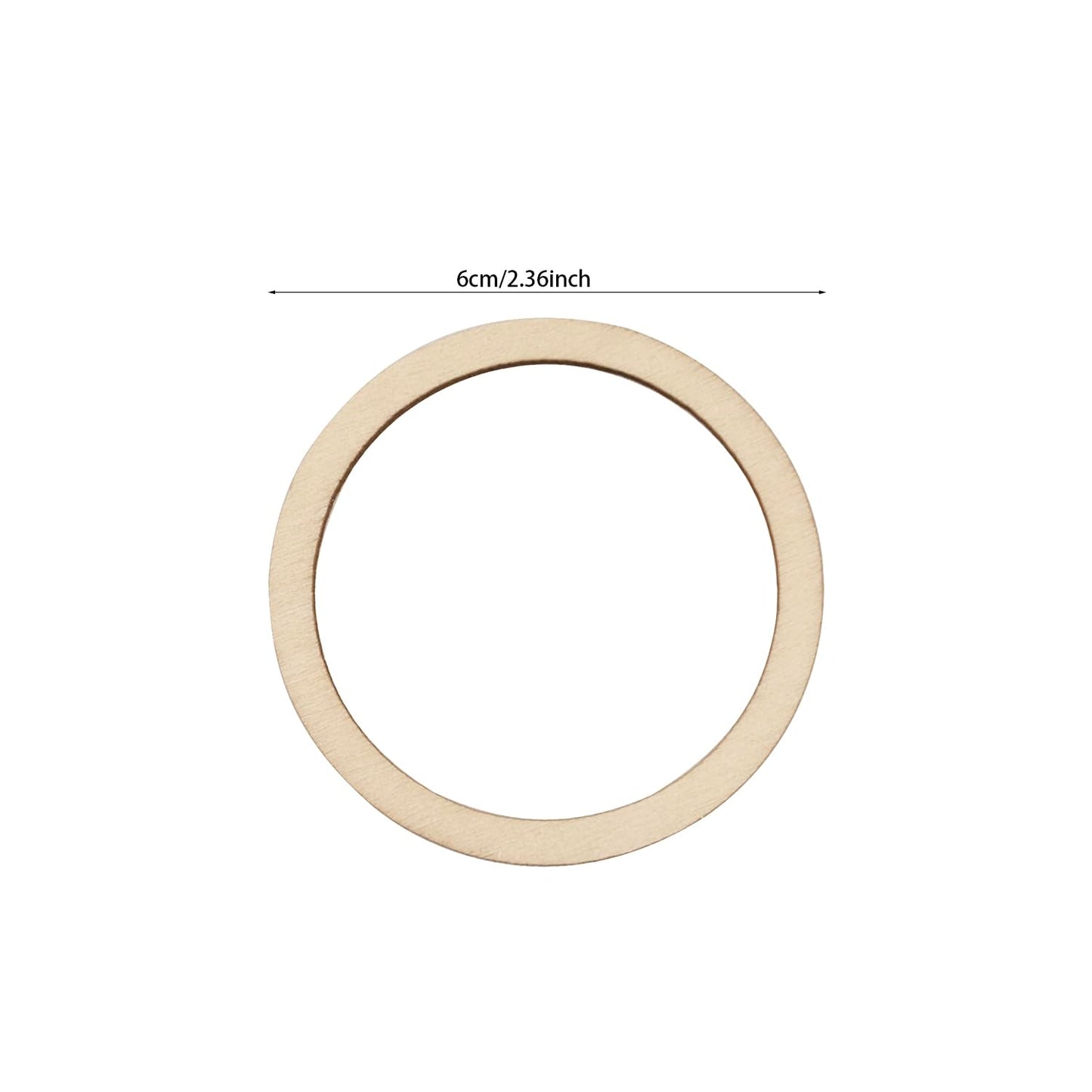 100 Pieces 6cm Wooden Cylinder Blocks Craft Wooden Hoop Rings Unfinished Round Wood Wreath Ring Block Wood Frame Craft Circle Ornaments Blank Wooden Slices