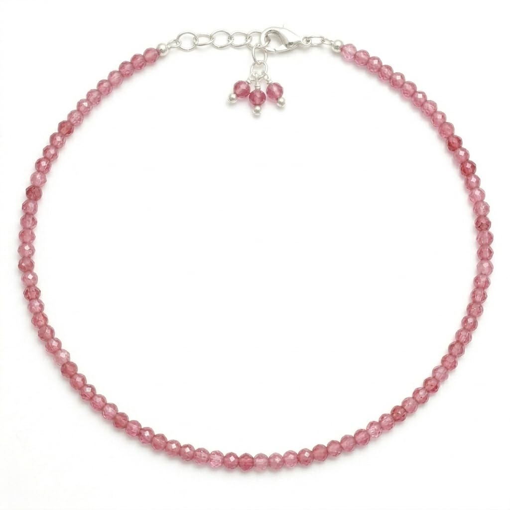 Gempires Pink Tourmaline Dainty Bracelet for Women | Handmade 2.5 mm Faceted Beads | Minimalist Stacking Jewelry | Adjustable Lightweight Design | Love Stone Gift