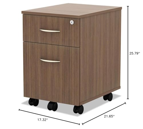Alera ALE Valencia Series Mobile Box/File Pedestal, 15 7/8 x 19 1/8 x 22 7/8, Walnut