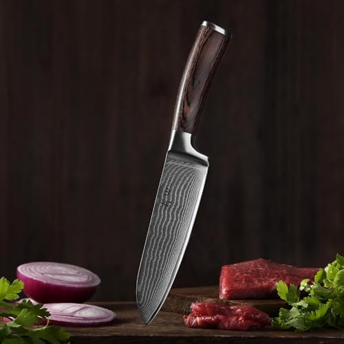 Wakoli EDIB 4-Piece Damascus Knife Set – Professional Chef Knives Set with VG10 Core Blades, 67-Layer Damascus Steel and Ergonomic Pakkawood Handles – Premium Kitchen Knives in Elegant Gift Box