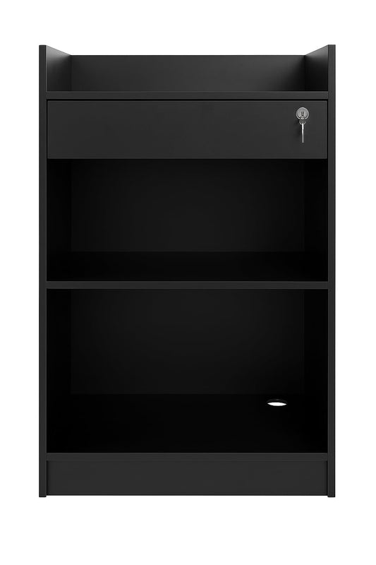Checkout Counter Cash Register Restaurant Hostess Podium Stand, Measures 38” Height, 24” Width, 18” Length, Equipped with a Lockable Sliding Register Drawer & Wire Cable Hole