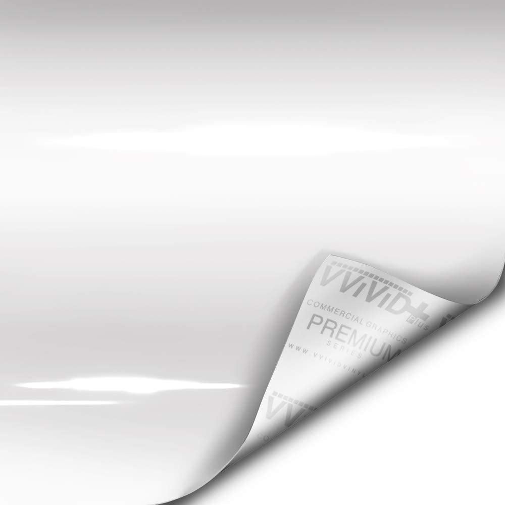 VViViD+ Ultra Gloss Premium Vinyl Car Wrap Film (50ft x 5ft, Gloss White)