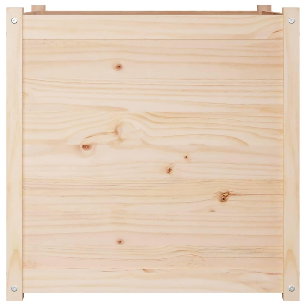 MBDRKVGF 27.6 Inch Square Garden Planter, Solid Pinewood Outdoor Raised Bed Box for Flowers, Herbs and Vegetables, Rustic Natural Wood Flower Pot for Patio, Backyard and Terrace