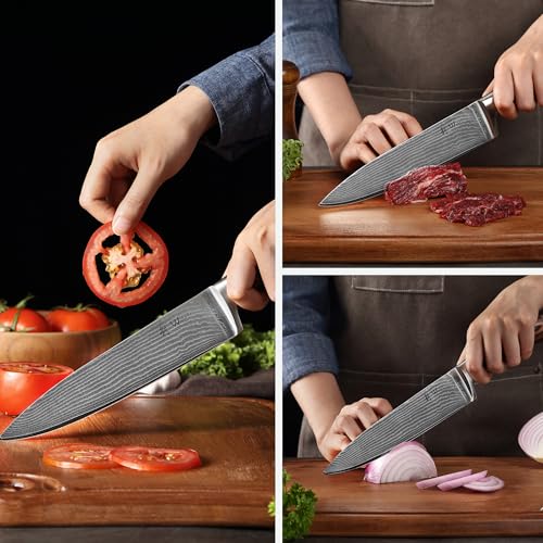 Wakoli EDIB 6-Piece Damascus Knife Set – Professional Chef Knives Set with VG10 Core Blades, 67-Layer Damascus Steel and Ergonomic Pakkawood Handles – Premium Kitchen Knives in Elegant Gift Box