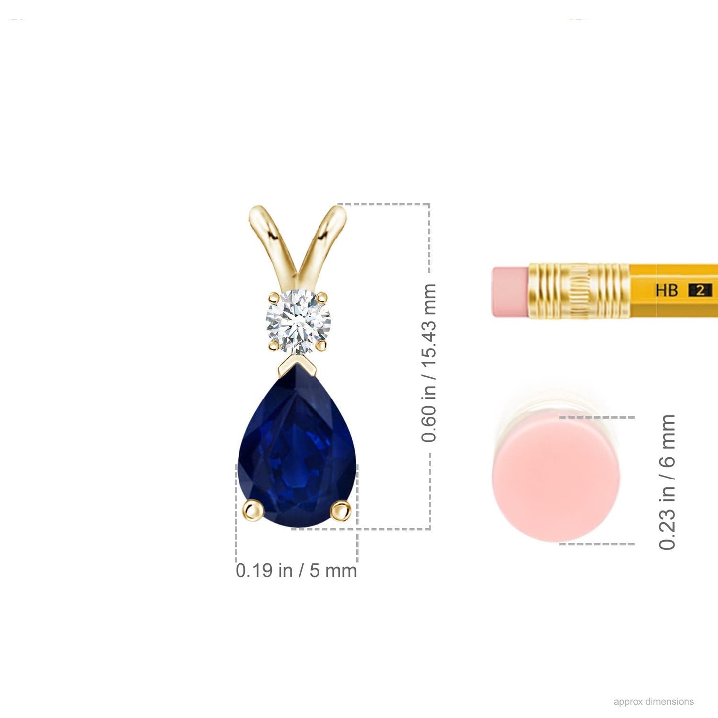 Angara Natural Blue Sapphire Solitaire Pendant for Women | 0.4 ct Pear Shape Blue Sapphire Diamond Solitaire Pendant Necklace in Yellow Gold | September Birthday, Gemstone Jewelry Gift | AA | 6x4mm