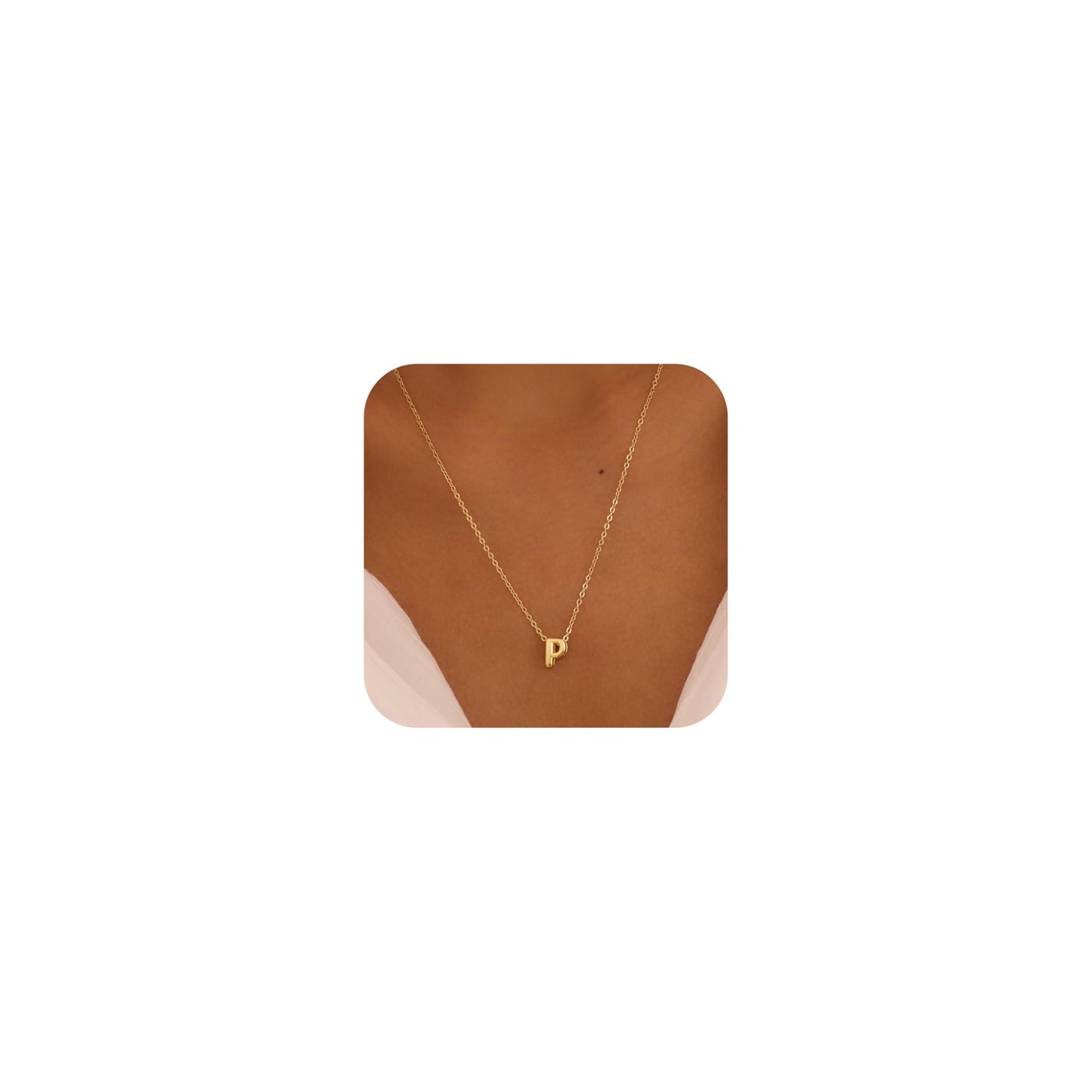 CUEZIY 14K Gold Plated Bubble Letter Necklace Initial Necklaces for Women Dainty Personalized Charm Pendant Name Necklace Cute Non Tarnish Fashion Accessories Teen Gift Trendy Stuff Jewelry Gifts