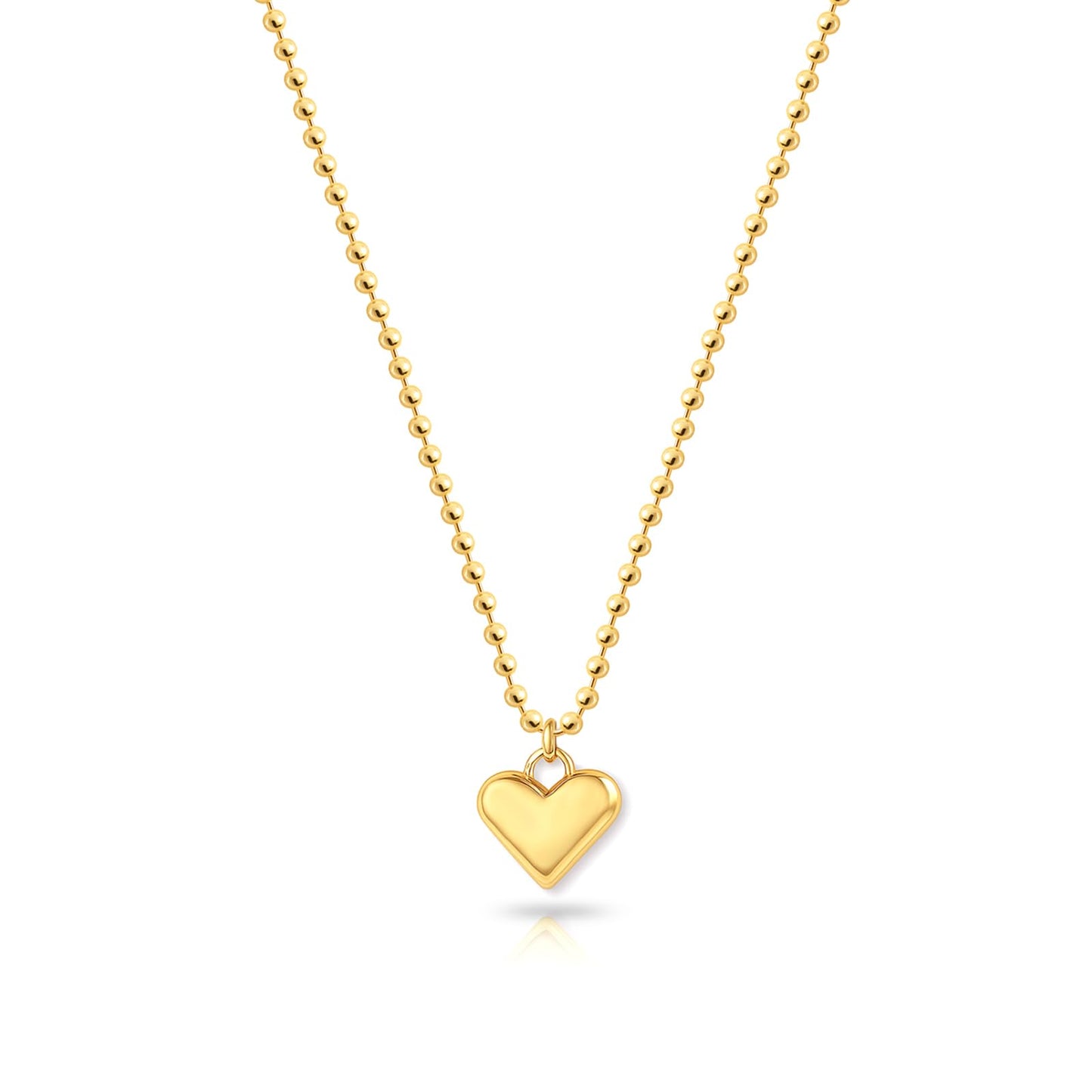 Zeffy Gold Heart Pendant Necklace Chunky Beaded Ball Chain Necklace Trendy Jewelry Dainty y2k Necklaces Gifts