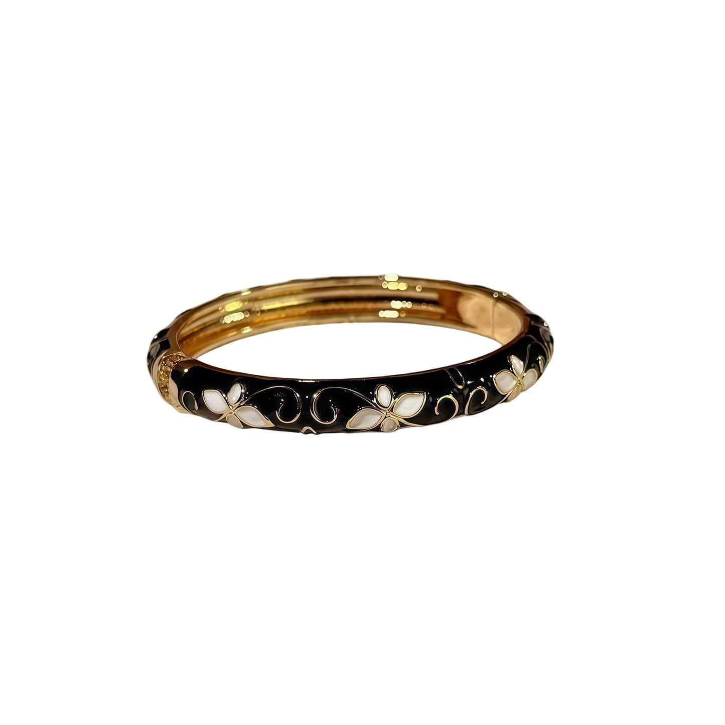 MQCEHTI Vintage Flower Cloisonne Bangle Bracelet for Women, Enamel Chunky Gold Plated Bracelets Jewelry Gifts (Blue Blue Flower)