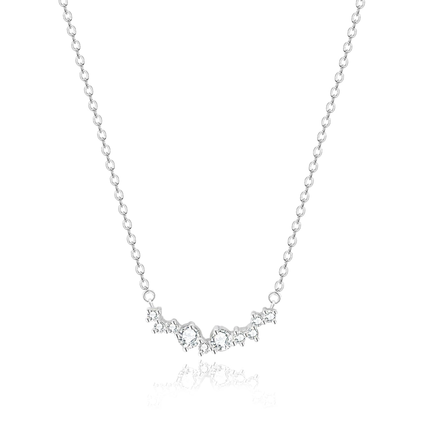 Zeffy Silver CZ Diamond Necklace for Women Dainty Small Cute Square Cubic Zirconia Splints Solitaire Pendant Necklace for women Jewelry for Women Gifts