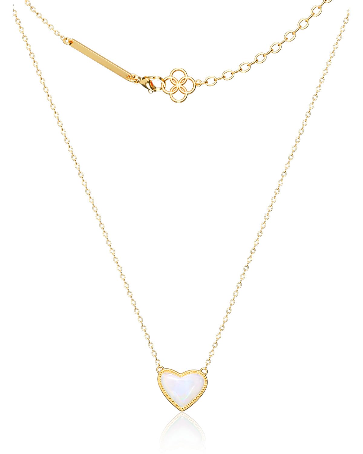 AICase 18K Gold Plated Heart Pendant Necklace for Women,Fashion Dainty Simple Adjustable Length Jewelry,Anniversary Birthday Gifts for Women/MoM/Sister/Friends/Her/Wife/Grandma/Coworker_White