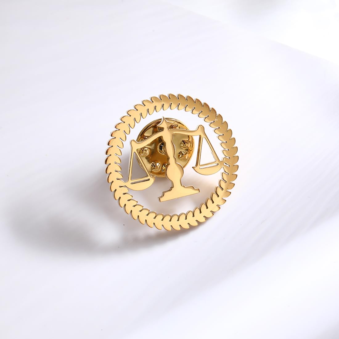 Metal Balance Badges Suit Brooch Libra Scales Brooches For Men (rose gold pin+tie clip+ cuff-link)