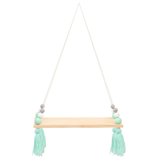 OSALADI Wooden Hanging Flowerpot Storage Rack with Tassel Decorative Shelf for Wall Stylish Vertical Display for Plants and Home Decor and Space-Saving Storage